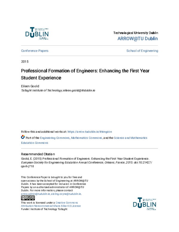 (PDF) Professional Formation of Engineers: Enhancing the First Year ...