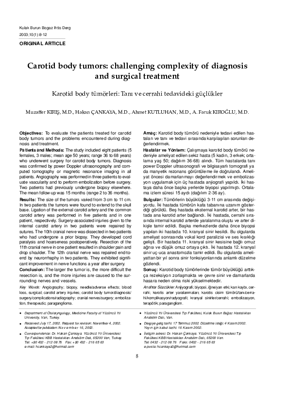 (PDF) Carotid body tumors: challenging complexity of diagnosis and ...