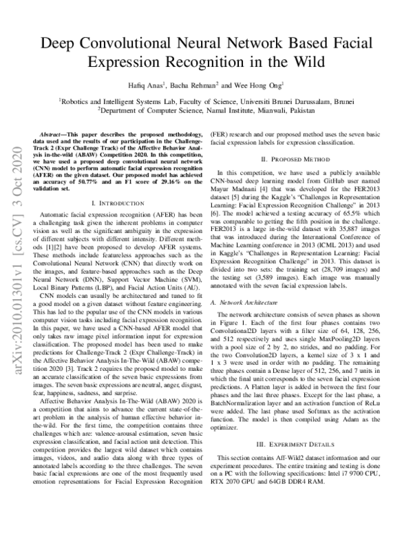 (PDF) Deep Convolutional Neural Network Based Facial Expression ...