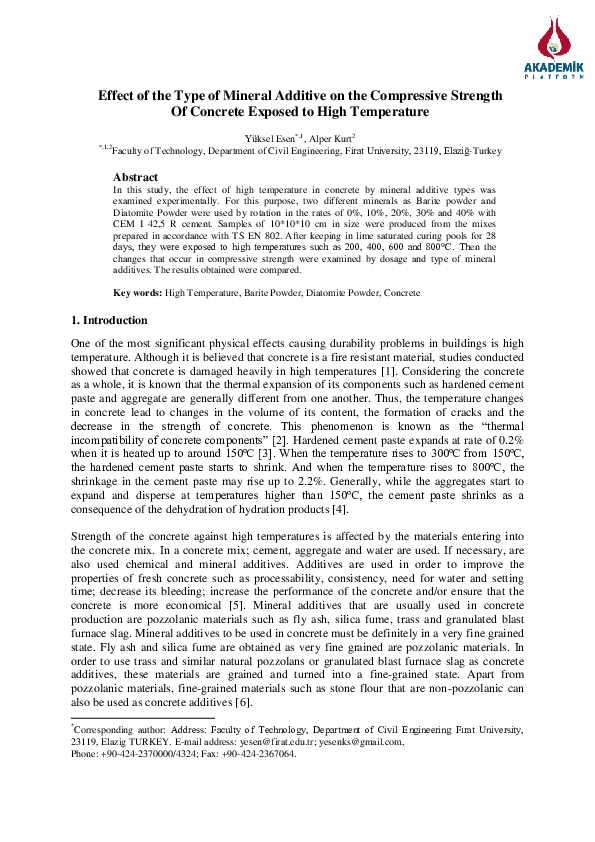(PDF) Effect of the Type of Mineral Additive on the Compressive ...