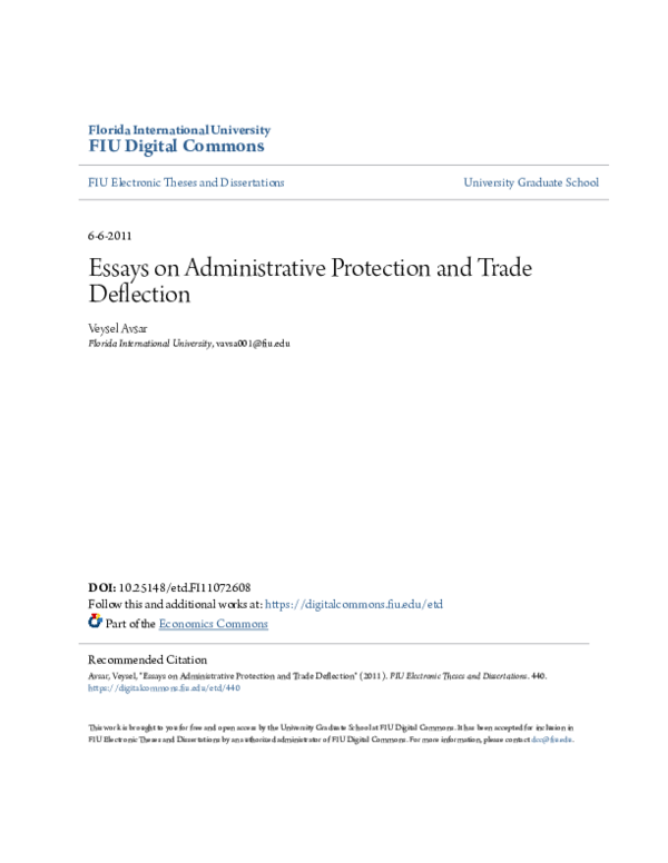 (PDF) Essays on Administrative Protection and Trade Deflection
