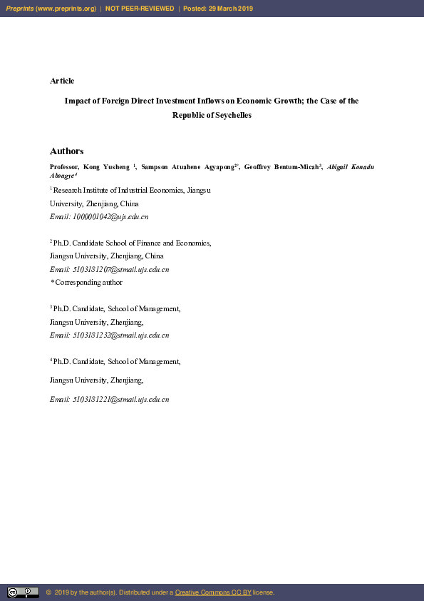 (PDF) Impact of Foreign Direct Investment Inflows on Economic Growth in ...