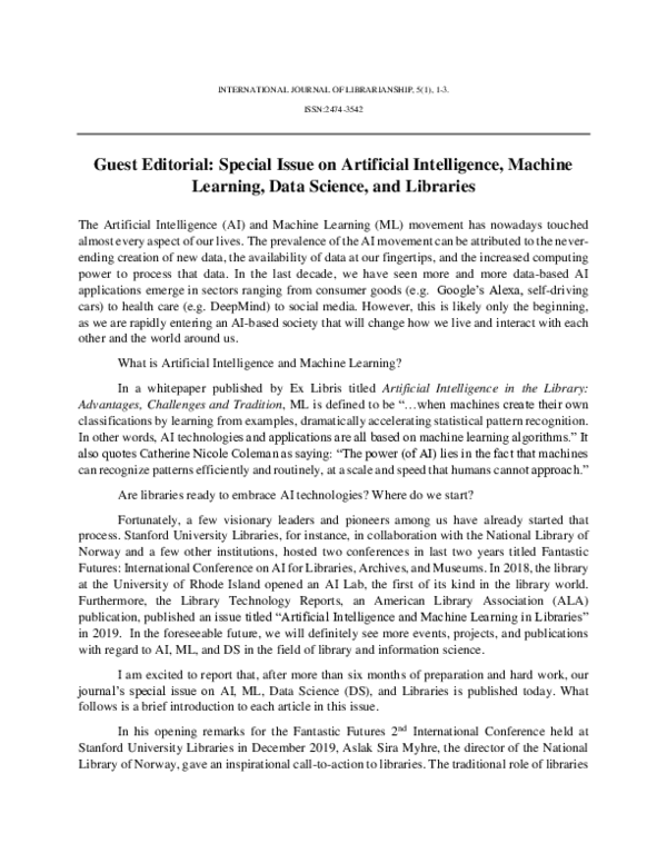 (PDF) Guest Editorial: Special Issue on Artificial Intelligence ...