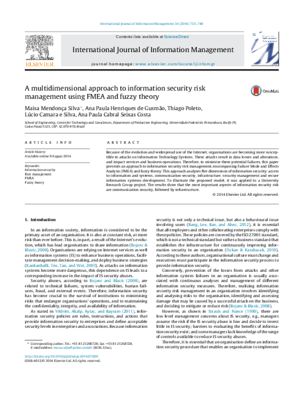 (PDF) A multidimensional approach to information security risk ...
