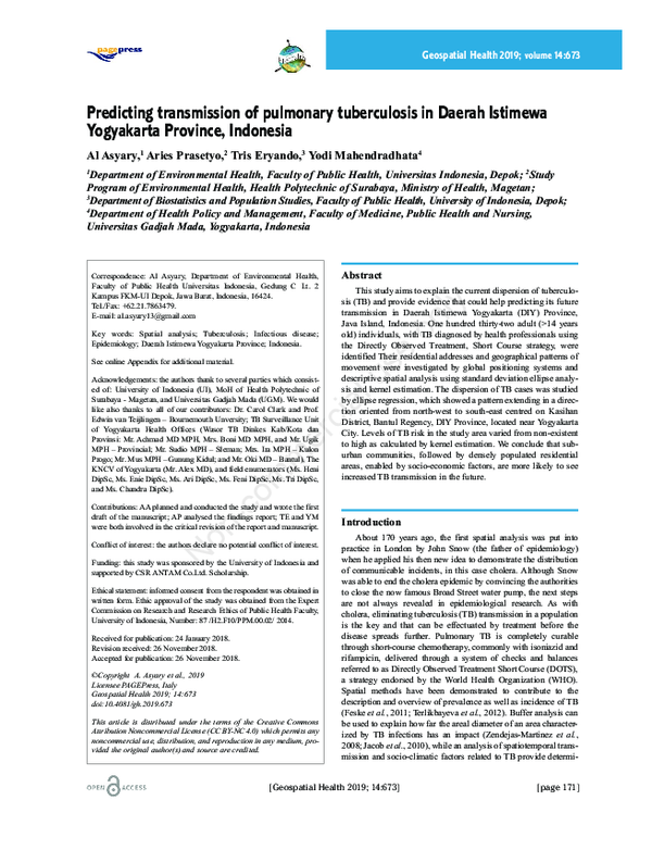 (PDF) Predicting transmission of pulmonary tuberculosis in Daerah ...