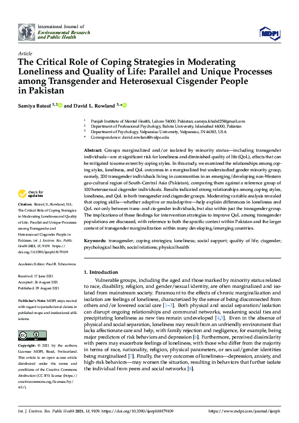 (PDF) The Critical Role of Coping Strategies in Moderating Loneliness ...