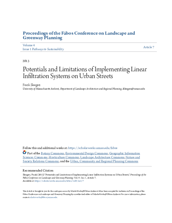 (PDF) Potentials and Limitations of Implementing Linear Infiltration ...