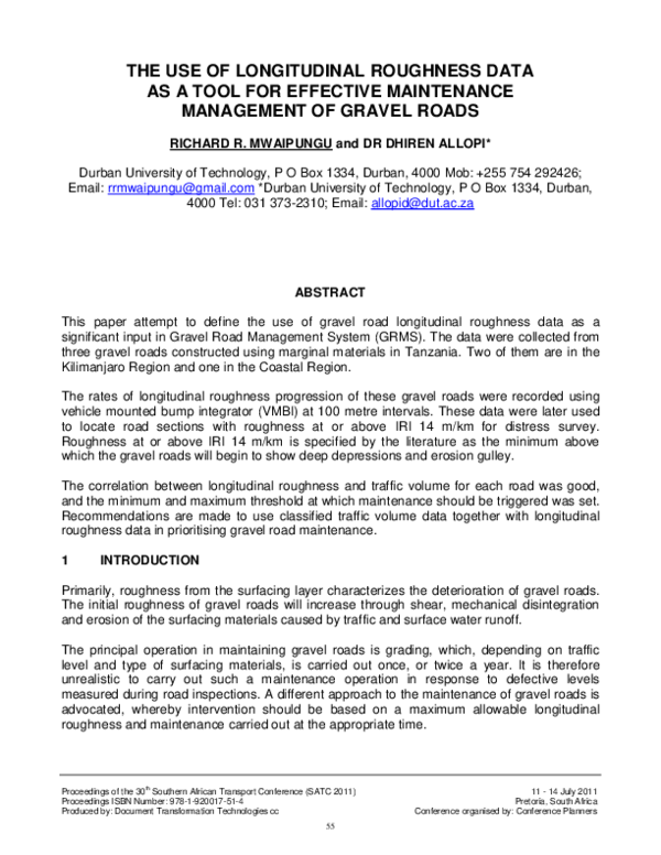 (PDF) Use of longitudinal roughness data as a tool for effective ...