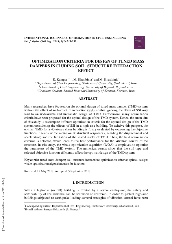 (PDF) Optimization criteria for design of tuned mass dampers including ...