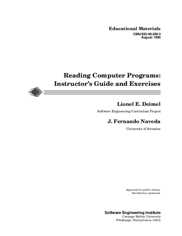 (PDF) Reading Computer Programs: Instructor’s Guide and Exercises