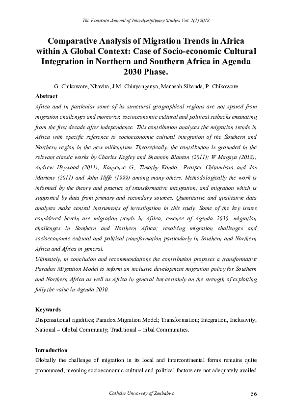 (PDF) Comparative Analysis of Migration Trends in Africa Within a ...