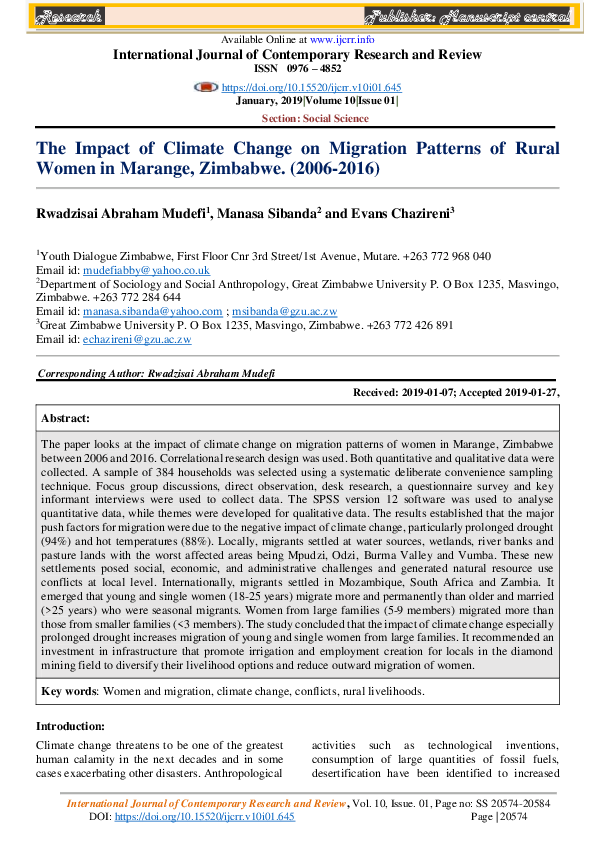 (PDF) The Impact of Climate Change on Migration Patterns of Rural Women ...
