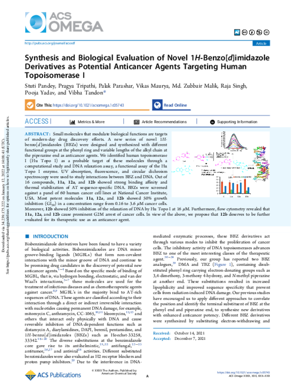 (PDF) Synthesis and Biological Evaluation of Novel 1H-Benzo[d]imidazole ...