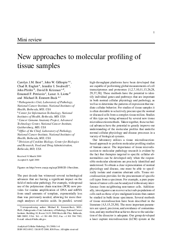 (PDF) New approaches to molecular profiling of tissue samples
