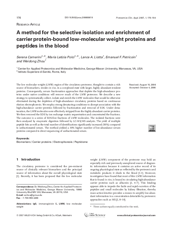 (PDF) A method for the selective isolation and enrichment of carrier ...