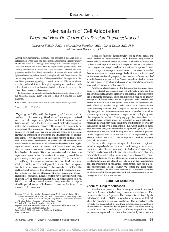 (PDF) Mechanism of Cell Adaptation: When and How Do Cancer Cells ...