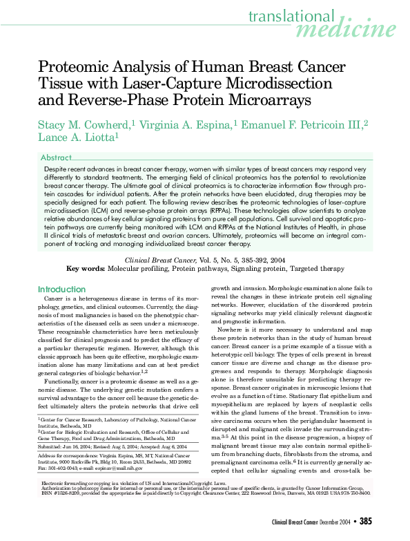 (PDF) Proteomic Analysis of Human Breast Cancer Tissue with Laser ...