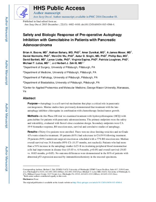 (PDF) Safety and Biologic Response of Pre-operative Autophagy ...