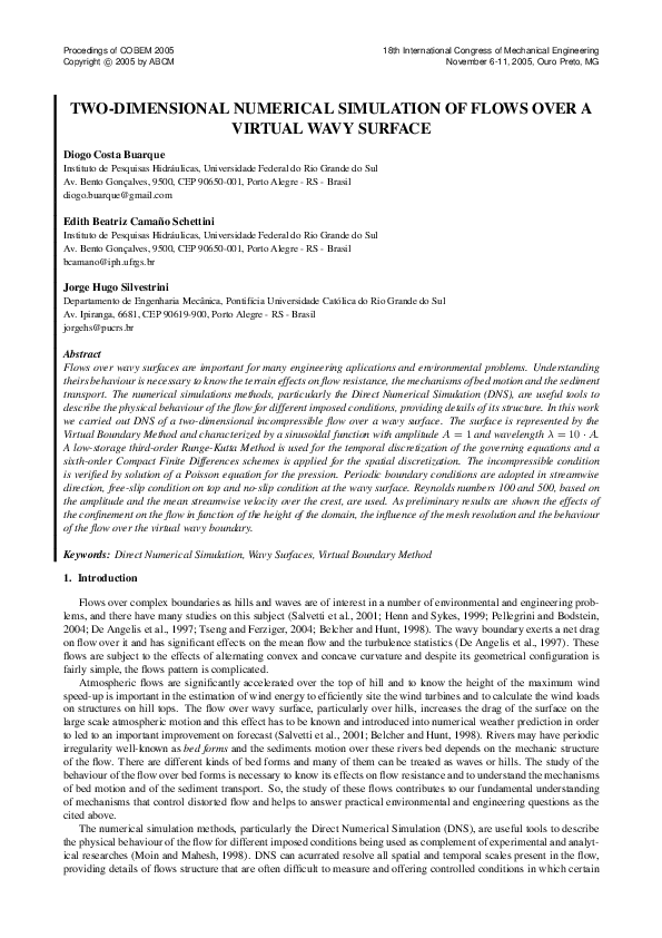 (PDF) Two-Dimensional Numerical Simulation of Flows Over a Virtual Wavy ...