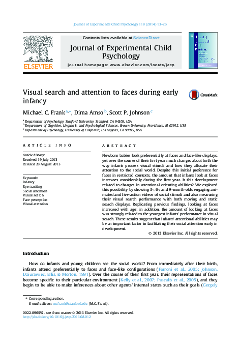 (PDF) Visual search and attention to faces during early infancy