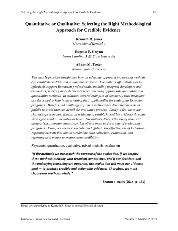 (PDF) Quantitative or Qualitative: Selecting the Right Methodological ...