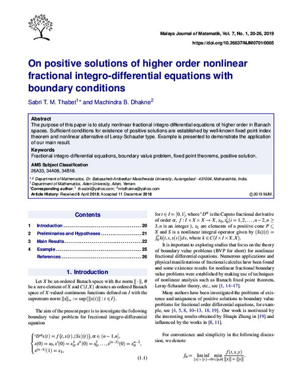 (PDF) On positive solutions of higher order nonlinear fractional ...