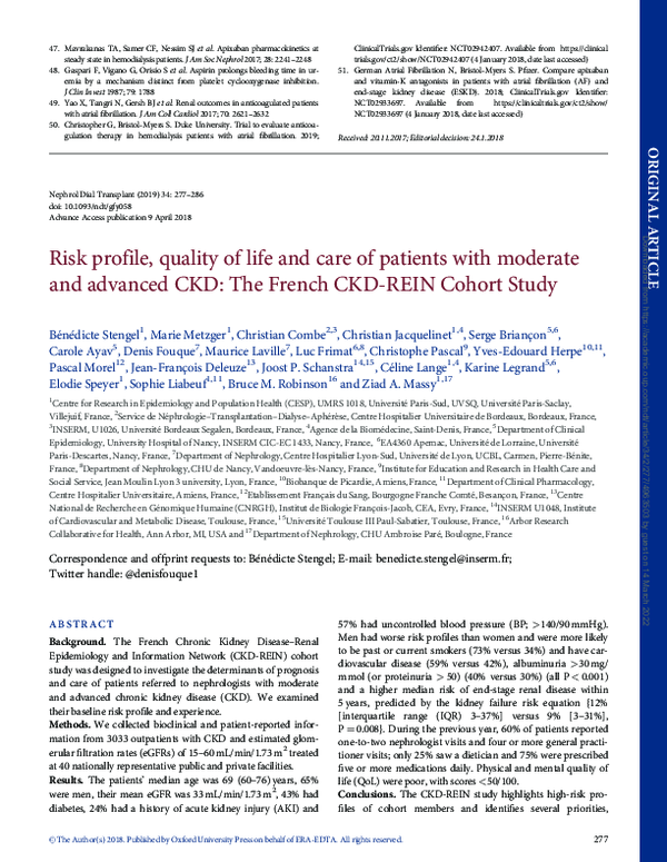 (PDF) Risk profile, quality of life and care of patients with moderate ...