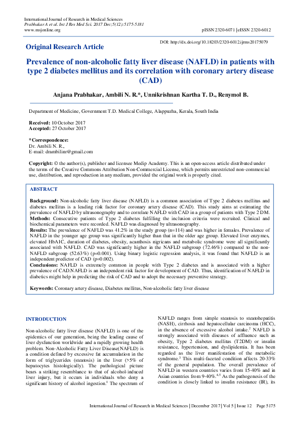 (PDF) Prevalence of non-alcoholic fatty liver disease (NAFLD) in ...