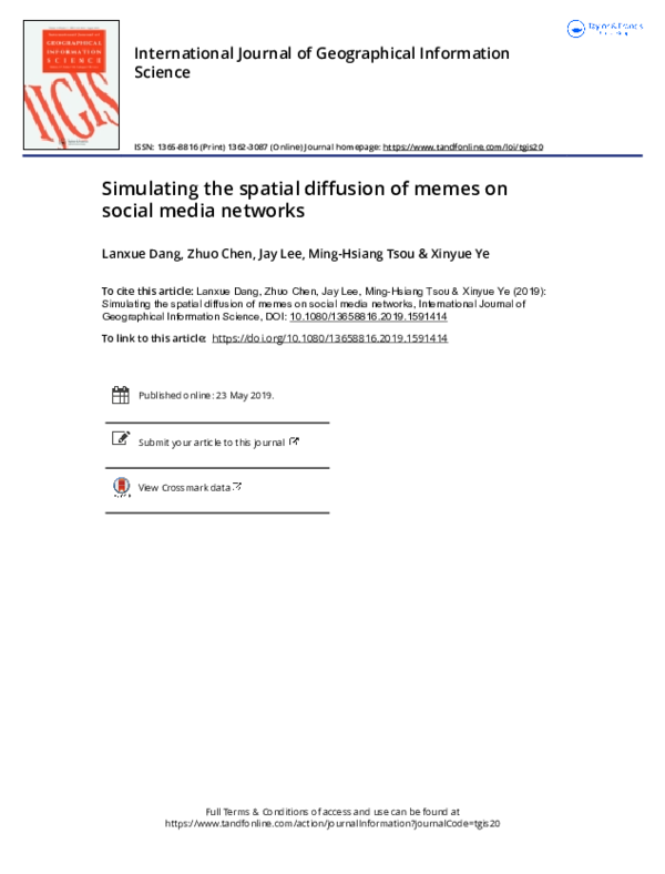 (PDF) Simulating the spatial diffusion of memes on social media networks