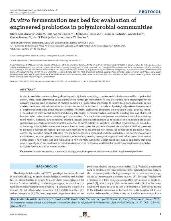 (PDF) In vitro fermentation test bed for evaluation of engineered ...