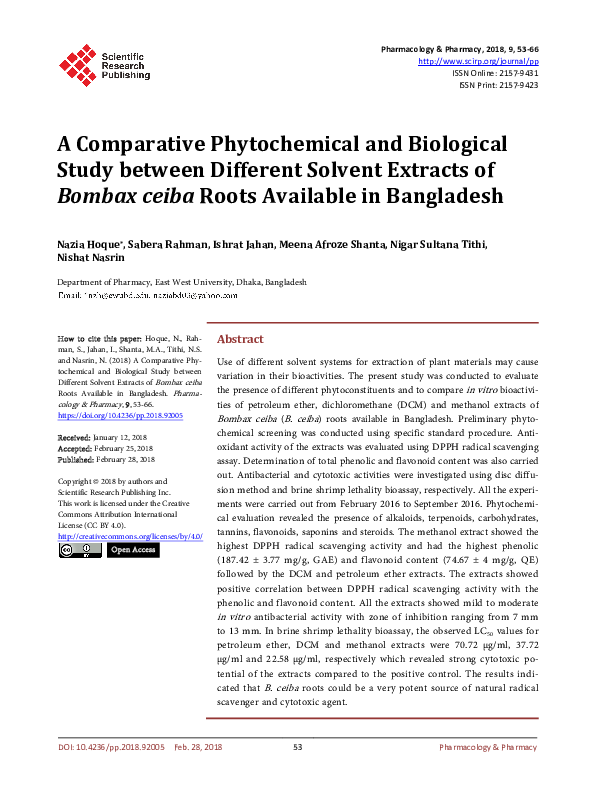 (PDF) A Comparative Phytochemical and Biological Study between ...