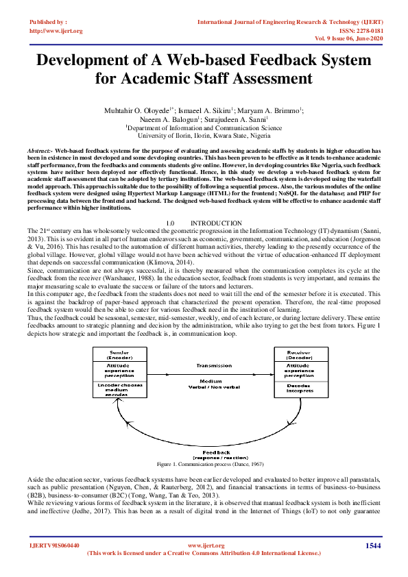 (PDF) Development of A Web-based Feedback System for Academic Staff ...