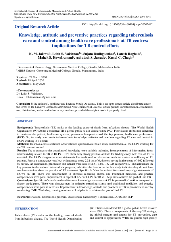 (PDF) Knowledge, attitude and preventive practices regarding ...