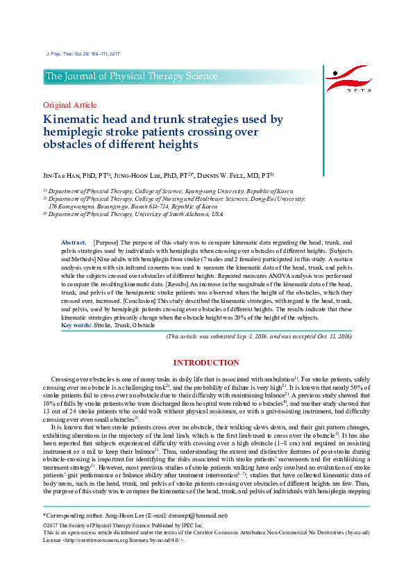 (PDF) Kinematic head and trunk strategies used by hemiplegic stroke ...
