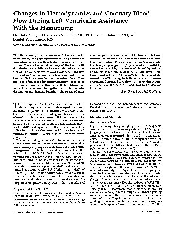 (PDF) Changes in hemodynamics and coronary blood flow during left ...