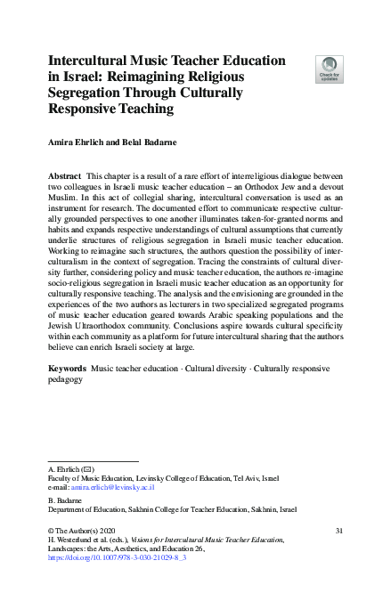 (PDF) Intercultural Music Teacher Education in Israel: Reimagining ...