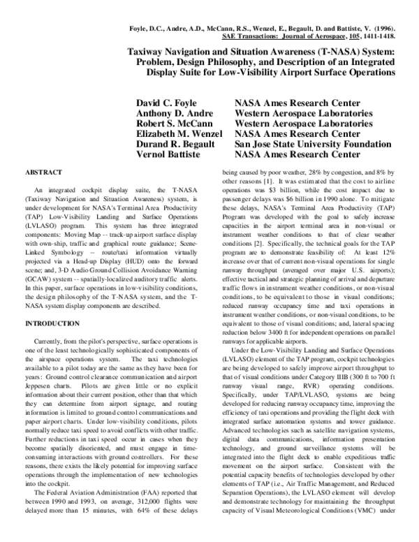(PDF) Taxiway navigation and situation awareness (T-NASA) system ...