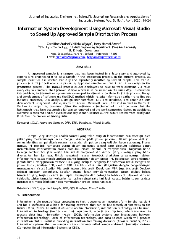 (PDF) Information System Development Using Microsoft Visual Studio to ...