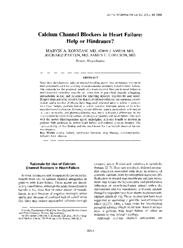 (PDF) Calcium channel blockers in heart failure: Help or hindrance?