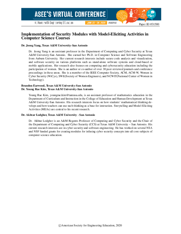 (PDF) Implementation of Security Modules with Model-Eliciting ...