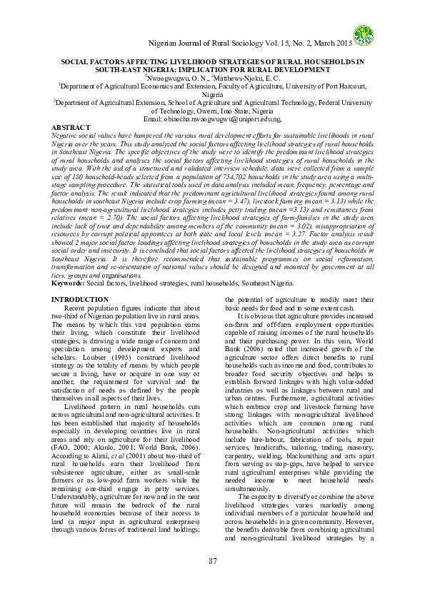 (PDF) Social Factors Affecting Livelihood Strategies of Rural ...