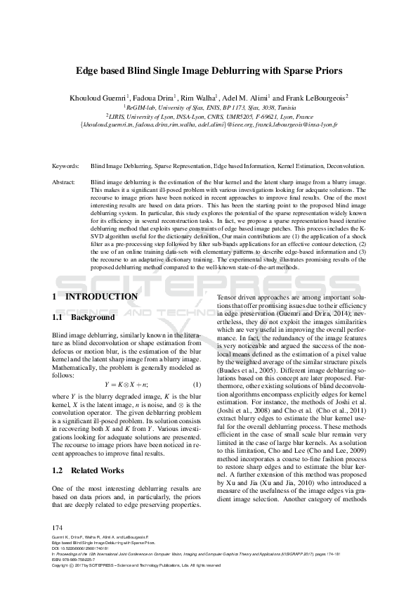 (PDF) Edge based Blind Single Image Deblurring with Sparse Priors