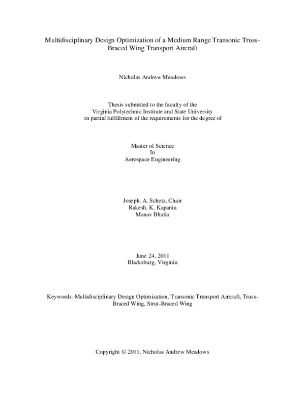 (PDF) Multidisciplinary Design Optimization of Medium-Range Transonic ...