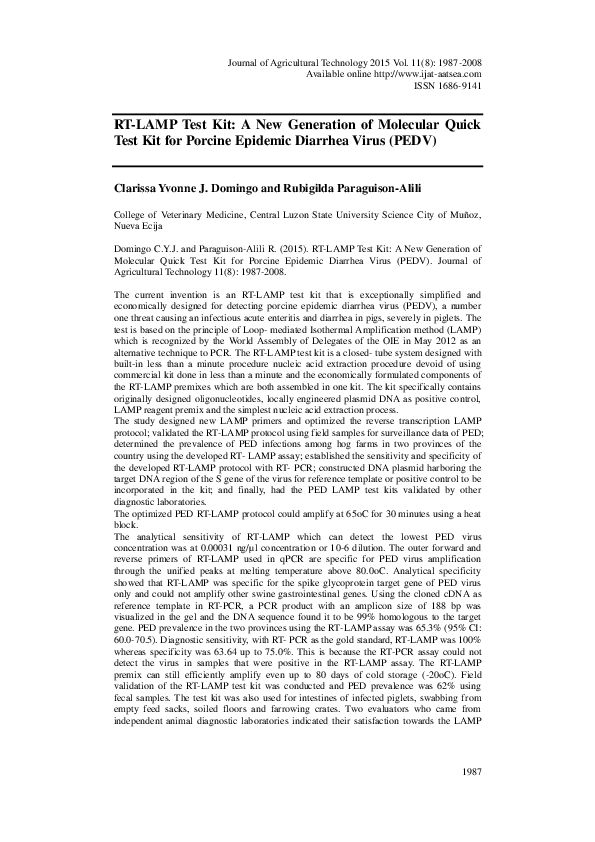 (PDF) RT-LAMP Test Kit: A New Generation of Molecular Quick Test Kit ...