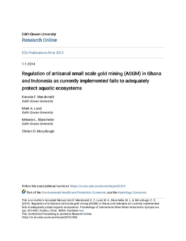 (PDF) Regulation of artisanal small scale gold mining (ASGM) in Ghana ...