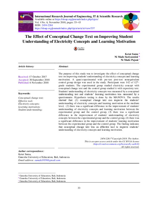 (PDF) The effect of conceptual change text on improving student ...
