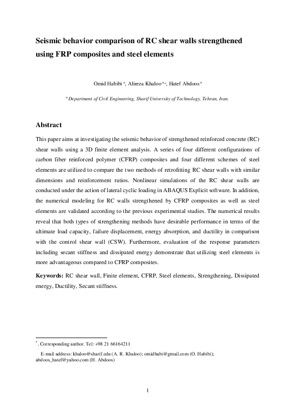 (PDF) Seismic behavior comparison of RC shear walls strengthened using ...