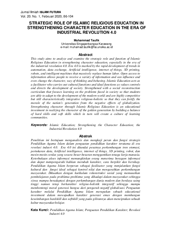 (PDF) Strategic Role of Islamic Religious Education in Strengthening ...
