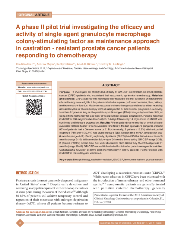 (PDF) A phase II pilot trial investigating the efficacy and activity of ...