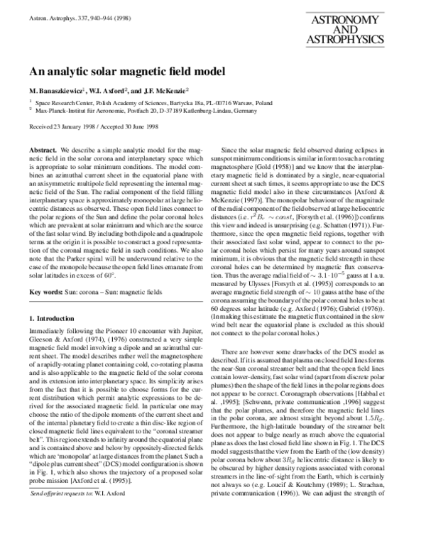 (PDF) An analytic solar magnetic field model